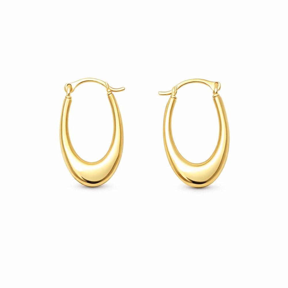14 k Gold Oval Hoop Earrings -